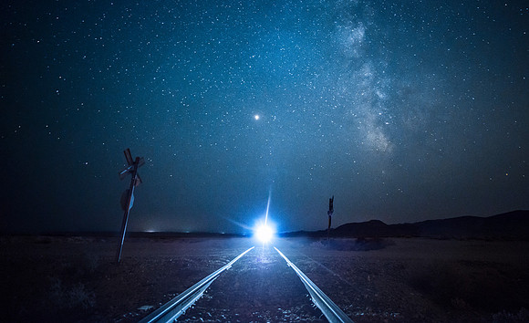The railroad crossing along the Trona Pinnacles road - Trona California